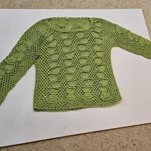 Lime green loose knit cotton sweater med. Barely worn
